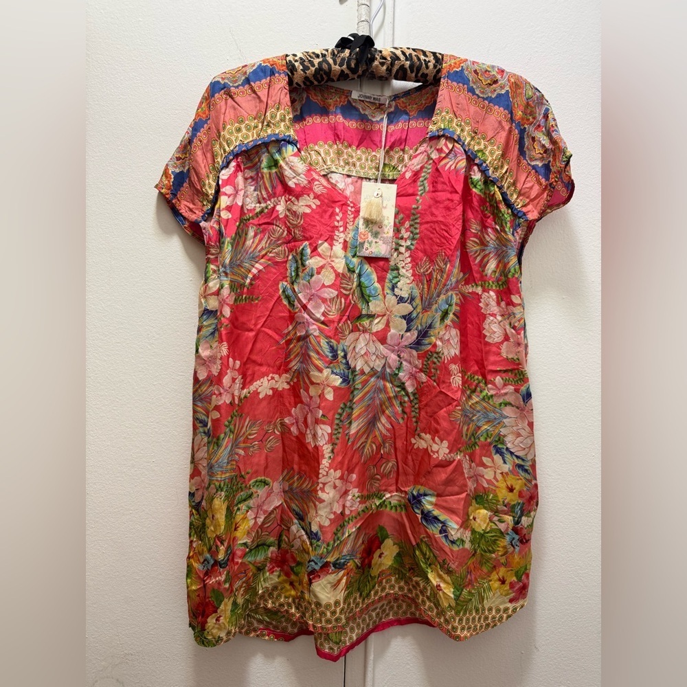 BNWT Johnny Was Rapsodia Arianna Tie Neck Boho Floral Silk Top Multi S $270 - Picture 4 of 7
